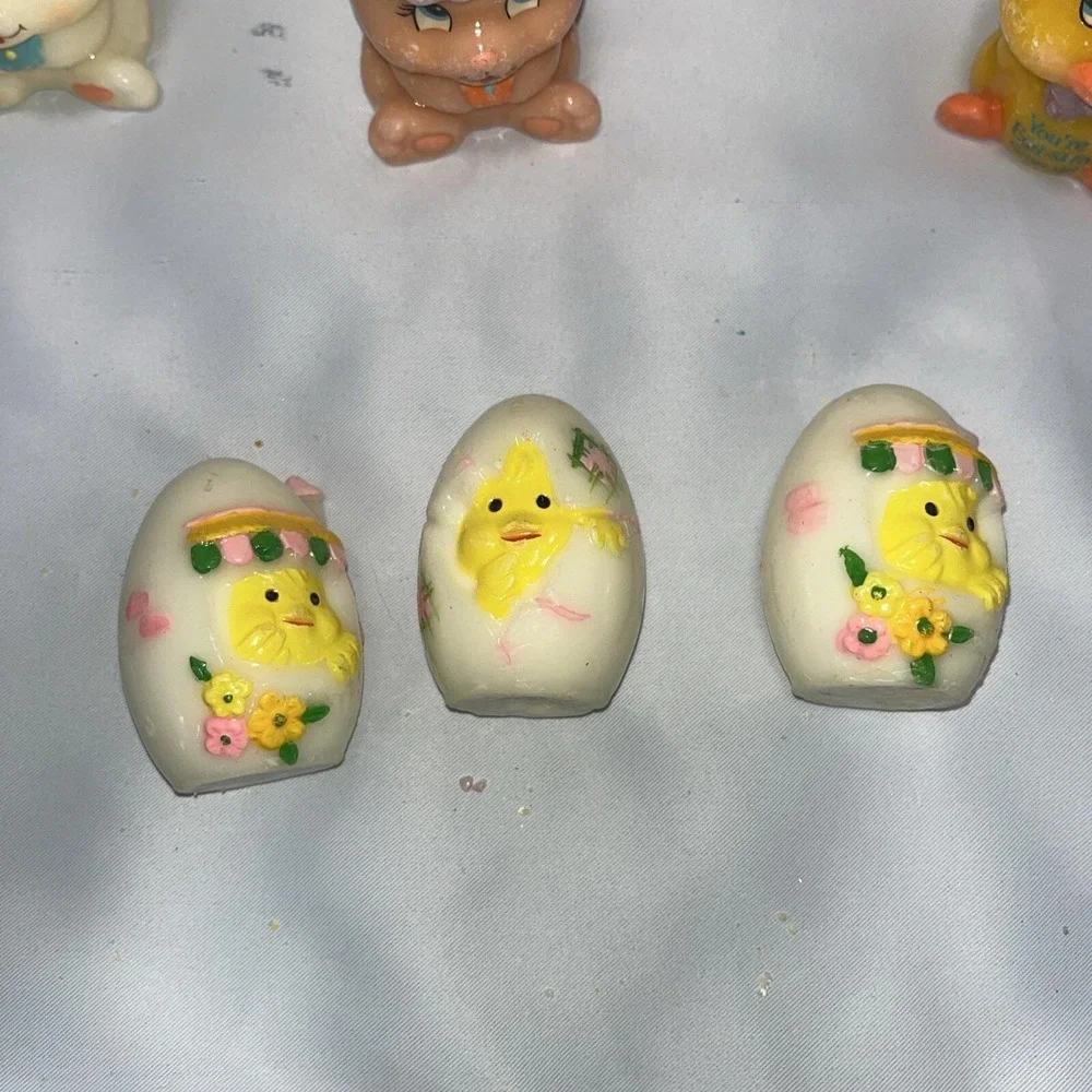 Lot‎ of 9 Vintage Russ Berrie Figural Unlit Bunny Chicks  Candles Easter